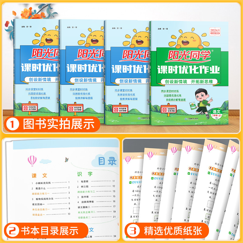 语文 人教全国版 二年级下 [正版]阳光同学二年级上册下册语文数学全套人教版北师大课时优化作业小学课堂同步训练单元达标训