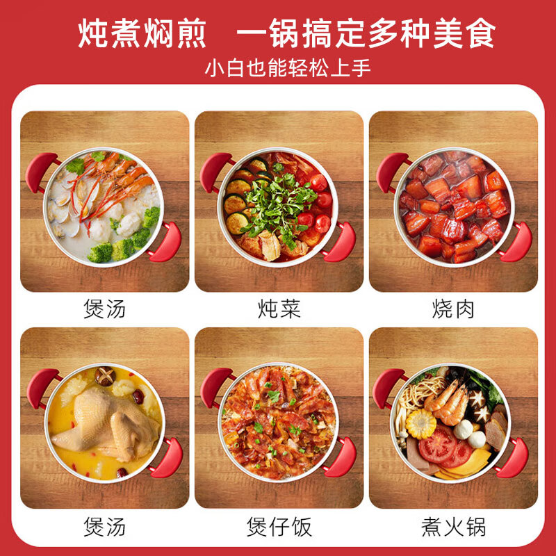 BRUNO电热珐琅锅多功能煮焖烧炖锅可分体式汤盅煲锅电煮锅电火锅养生砂锅婴儿辅食家用铸铁锅 BOE065高清大图