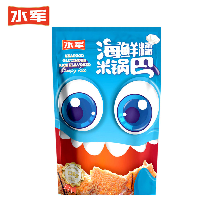 水军 海鲜糯米锅巴138gx4袋手工平底锅巴粗粮代餐休闲零食网红小吃