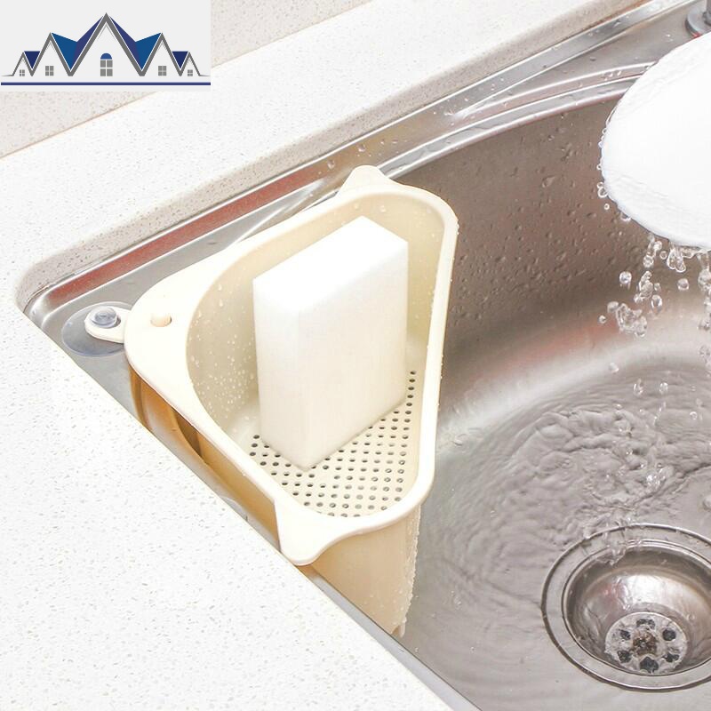 多动能三角水沥水篮吸盘式厨房置物架沥水架厨房用品抹布收纳篮 三维工匠高清大图
