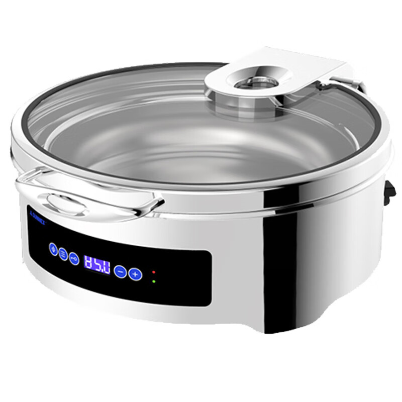 新力士豪华钢盖版圆形电加热300W精准温控自助餐炉W21-3622M7(6.8升)