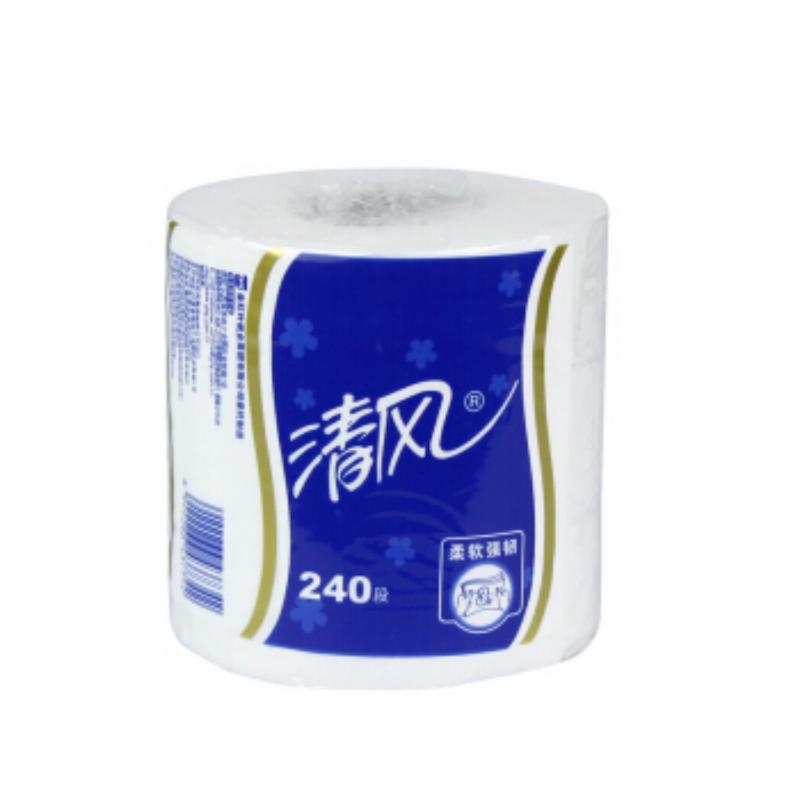 清风卷筒纸3层240段10卷有芯纸巾原木浆酒店宾馆用卷纸家用卫生纸手厕纸*4提一箱 B22AT3BN高清大图