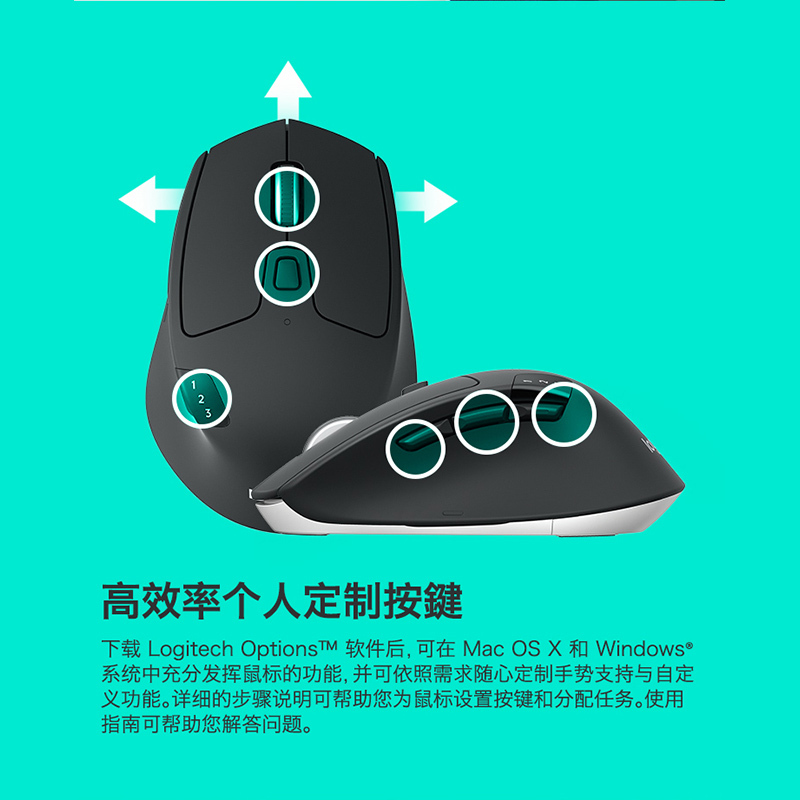 罗技(Logitech)M720无线蓝牙鼠标 办公鼠标 蓝牙优联双模无线鼠标无线蓝牙鼠标 办公鼠标 蓝牙优联双模 黑色