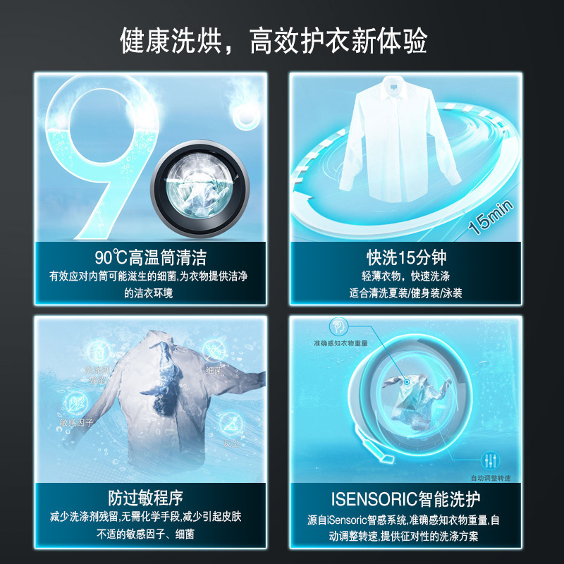 西门子(SIEMENS)10公斤滚筒洗衣机 防过敏护肤程序 BLDC变频电机 高温筒清洁 1级能效WM12P2682W高清大图