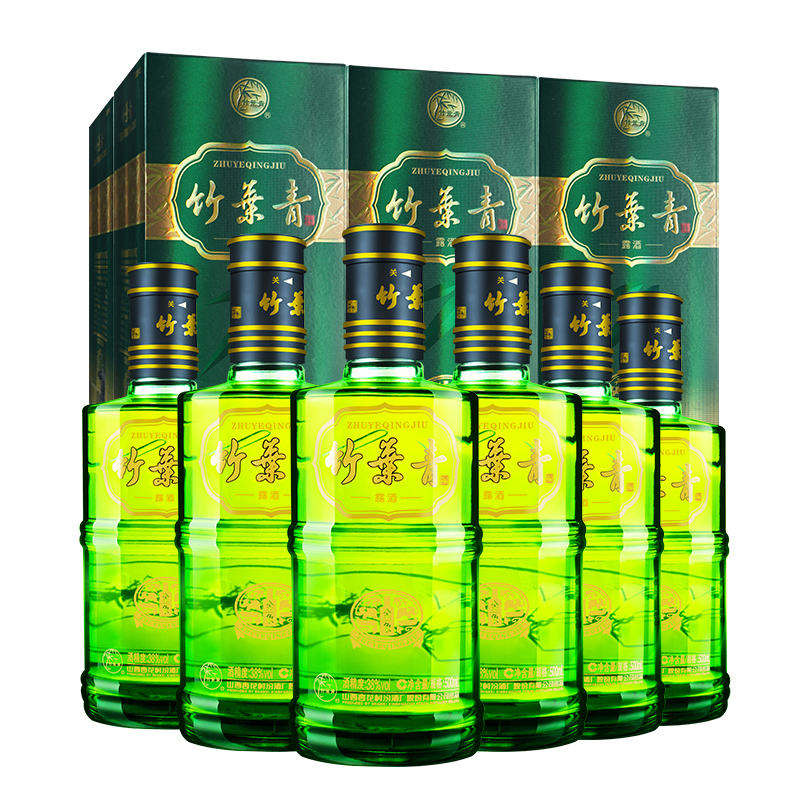 [官方正品]山西杏花村汾酒 38度金象竹叶青酒500mL *6瓶整箱装露酒高清大图