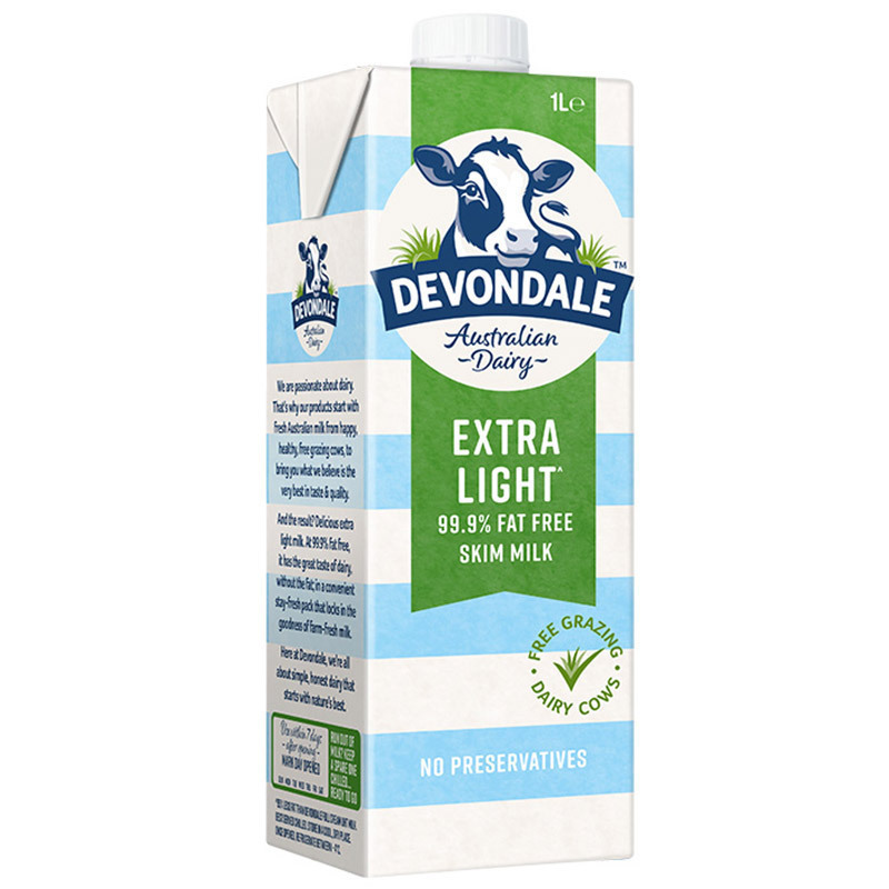 [家庭分享装]德运(Devondale)脱脂高钙纯牛奶 1000ml*10盒UHT 液奶进口牛奶 学生牛奶箱装奶送礼礼盒