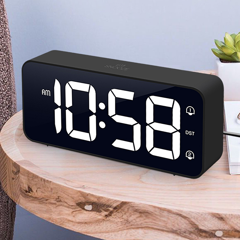 汉时(hense)多功能高清led智能电子闹钟卧室现代音乐床头时钟ha813