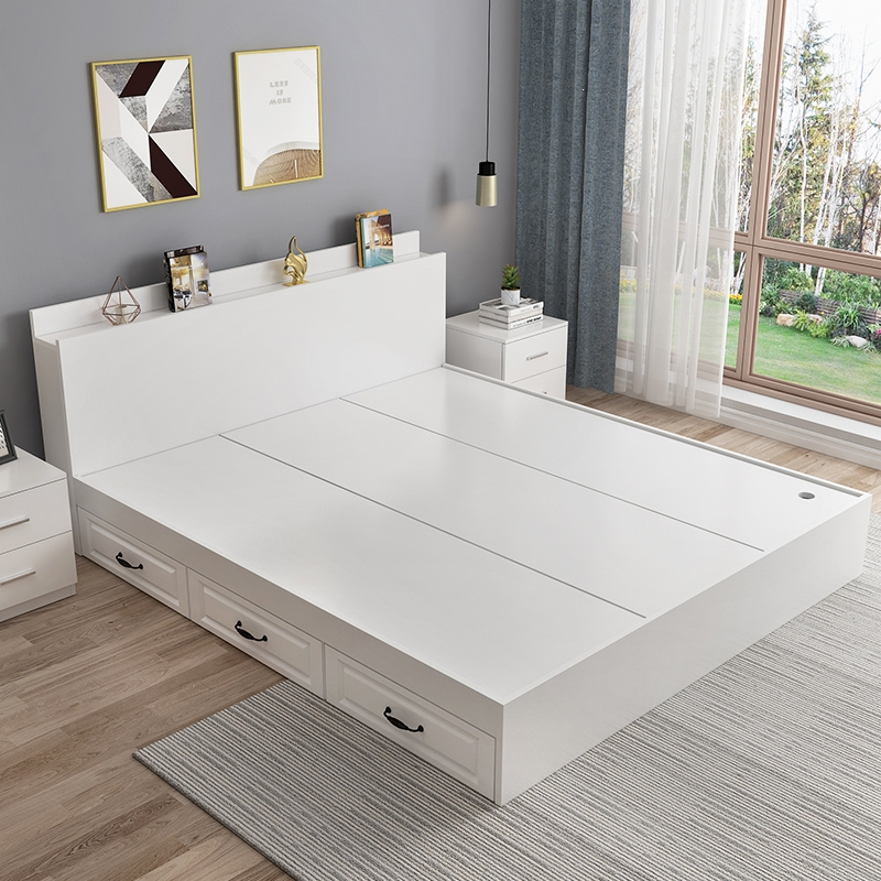 榻榻米床15米板式床多功能藤印象双人床18米现代简约高箱储物床收纳床