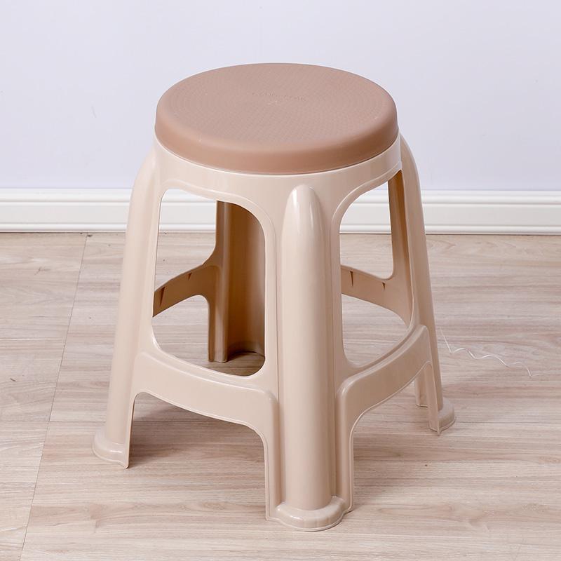 加厚塑料凳子家用板凳方凳高凳简约客厅餐桌塑胶椅经济型胶凳椅子_14_181 双色款卡其色:4张