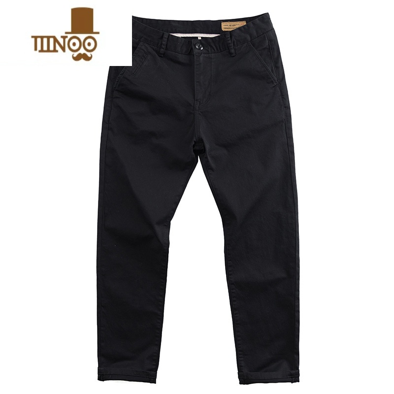 YANXU微弹力高密休闲裤长裤男士修身小直筒秋季厚款合体水洗裤子男裤高清大图