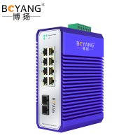 博扬 工业级交换机双纤SC 一光八电千兆收发器 宽温宽压 导轨式以太网交换机 含电源 BY-ISUG1082