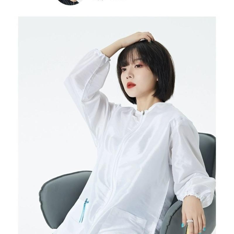 发型师美发工服理发店助理中工服焗油发廊技师烫染衣宠物师防尘服 灰色 M(建议80-120斤)