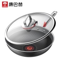 康巴赫第六代炒锅不粘锅抗菌不锈钢炒菜锅双蜂窝锅红点电磁炉燃气通用