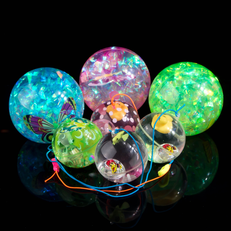 水晶球发光创意跳跳球力球夜市带绳弹性水球新款大号新款小号发光弹力
