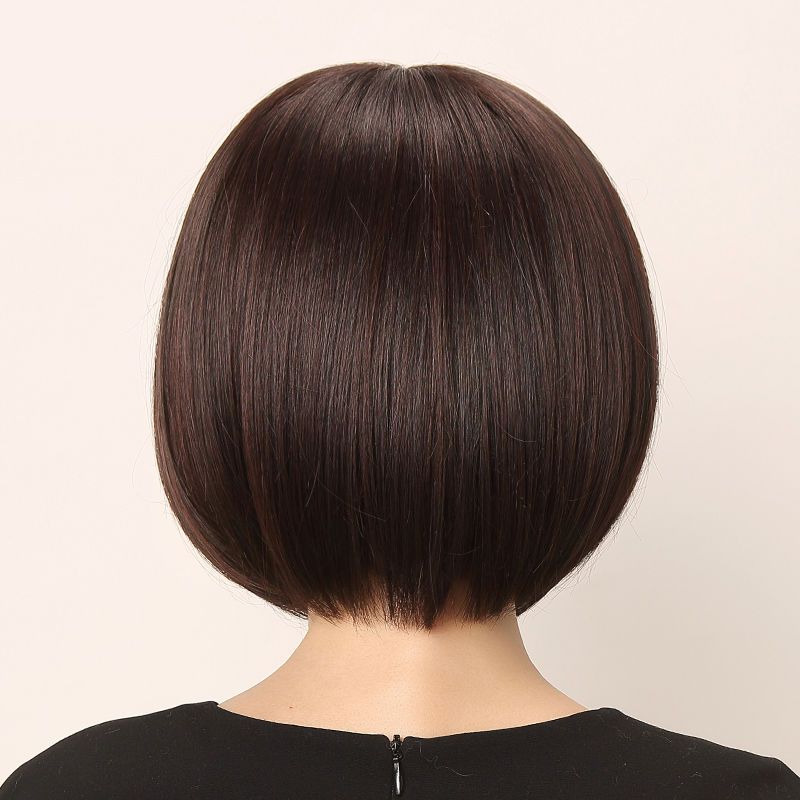 大利女短发o头内扣波波头套发齐斜刘海假发套自然黑齐刘海送发网