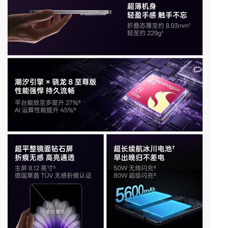 [全新]OPPO Find N5 暮紫 16GB+1TB 卫星版 骁龙8至尊版 哈苏影像 5G折叠屏手机 全网通5G手机高清大图