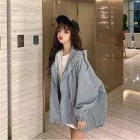 迪鲁奥（DILUAO)40岁50岁妈妈穿的衣服黑色外套2021年新款女秋冬季百搭炸街工装休_408 M 灰蓝