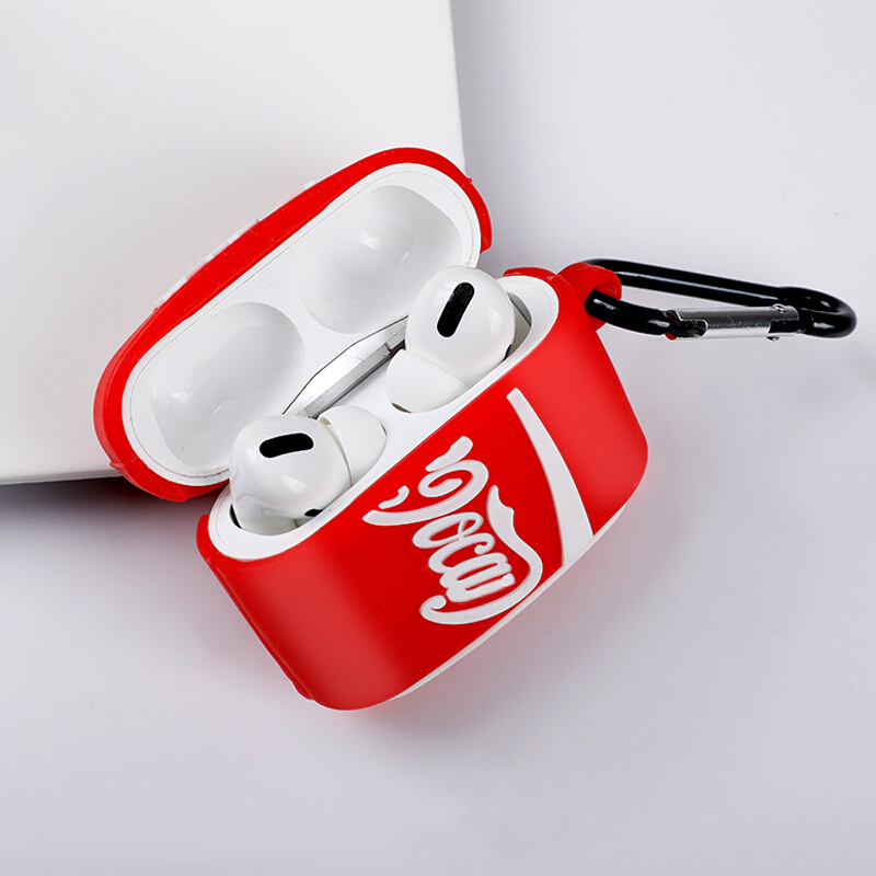 ESCASE AirPods Pro保护套苹果3代蓝牙无线耳机硅胶套防丢苹果蓝牙无线耳机收纳盒送登山扣 红色瓶装