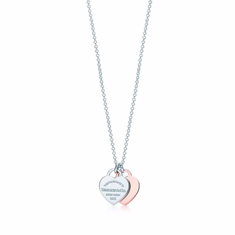 TIFFANY&CO.蒂芙尼项链S925银女士双心吊坠METAL玫瑰金色项链高清大图
