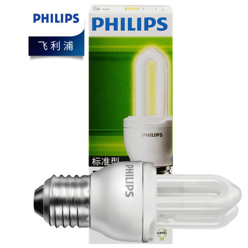 飞利浦(Philips) 14W E27 2U节能灯泡 6500K白光 12只 (单位:件)