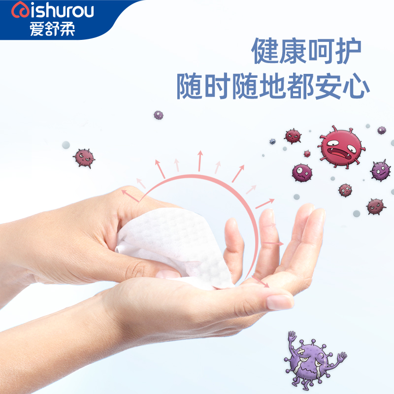 爱舒柔(AISHUROU)75%酒精湿巾50抽*3包高清大图