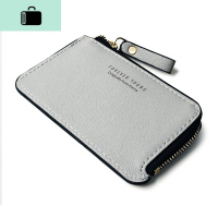 新款PU钱包男女短款钱夹小巧超薄款拉链零钱包学生卡包卡夹包NEWLAKE 灰色WT216