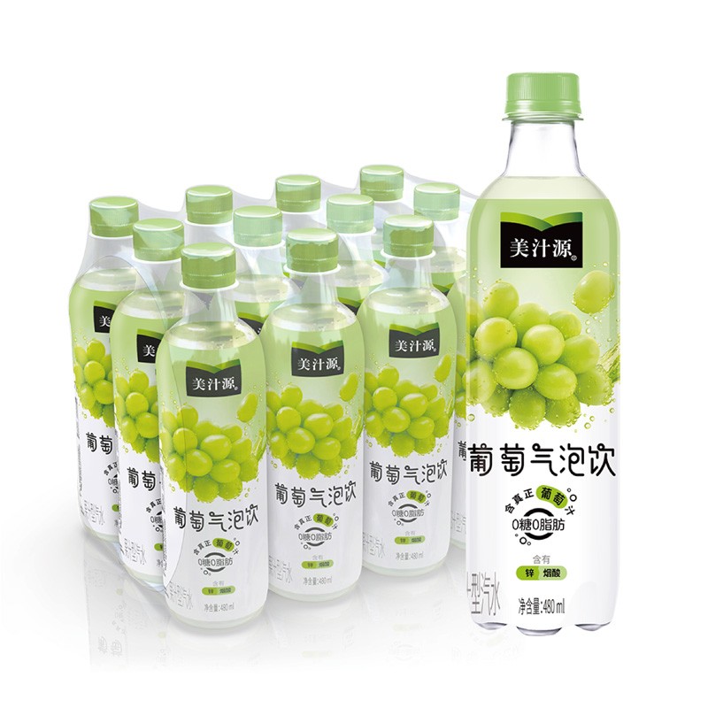 美汁源葡萄气泡饮葡萄汁汽水480ml