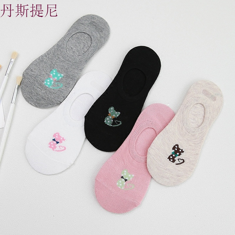 袜子女短袜夏季薄款浅口韩国可爱船袜女纯棉隐形硅胶防滑袜套低帮