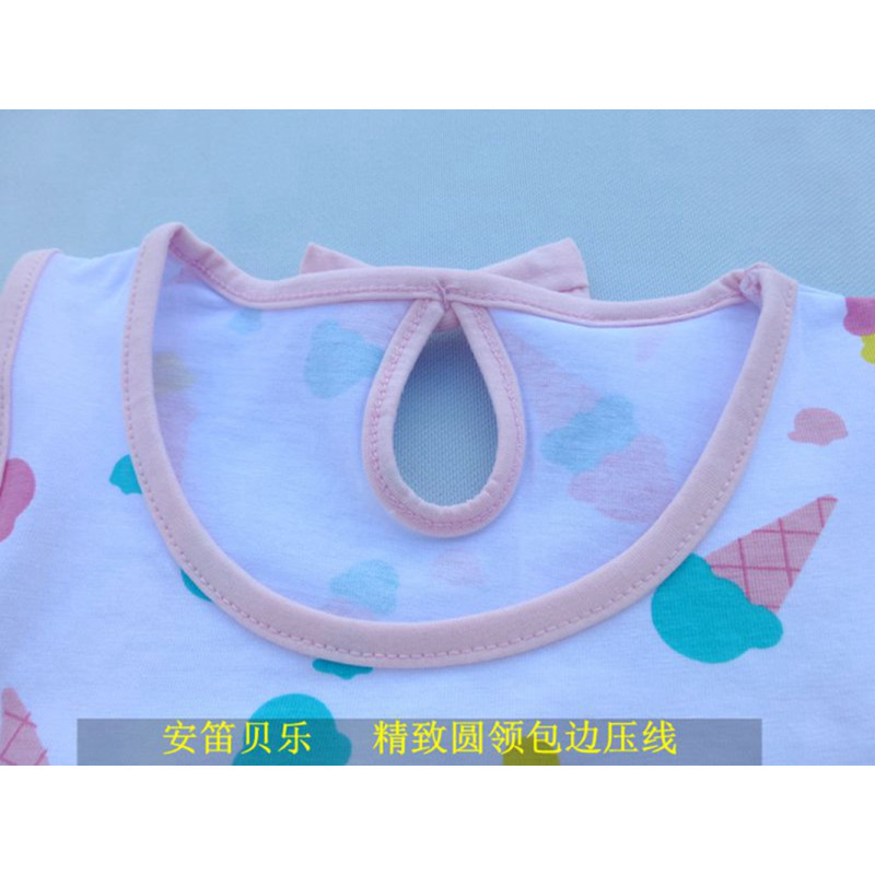 安笛贝乐童装品牌女童裙子夏款 纯棉宝宝粉色印花叶边连衣裙背心吊带裙无袖90-130cm