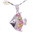 梦克拉Mkela碧玺吊坠925银饰彩宝碧玺吊坠 小丑鱼 吊坠女情侣碧玺饰品