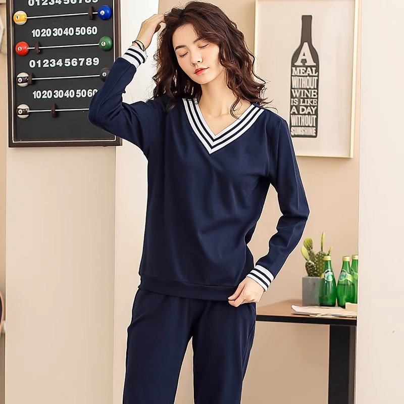 新款啄木鸟睡衣女春秋季纯棉长袖休闲运动全棉家居服套装可外新高清大图