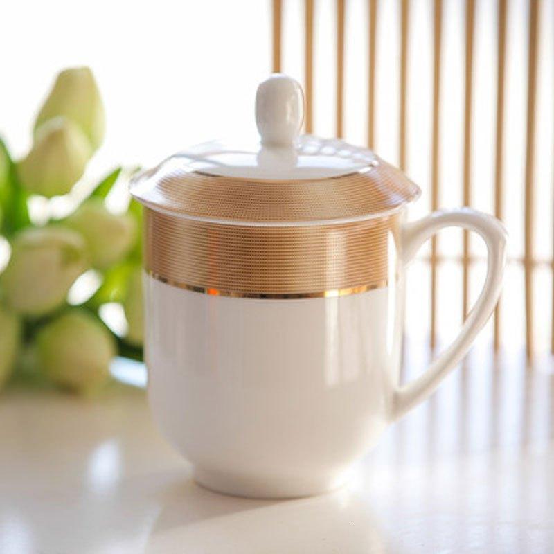 陶瓷骨瓷水杯茶杯办公盖杯商务招待用杯带盖待客杯多色多款生活日用家庭清洁生活日用家居器皿水具/水杯