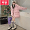 可莉允女童冬季棉服外套2022新款女大童洋气冬装网红儿童装加厚束腰棉衣