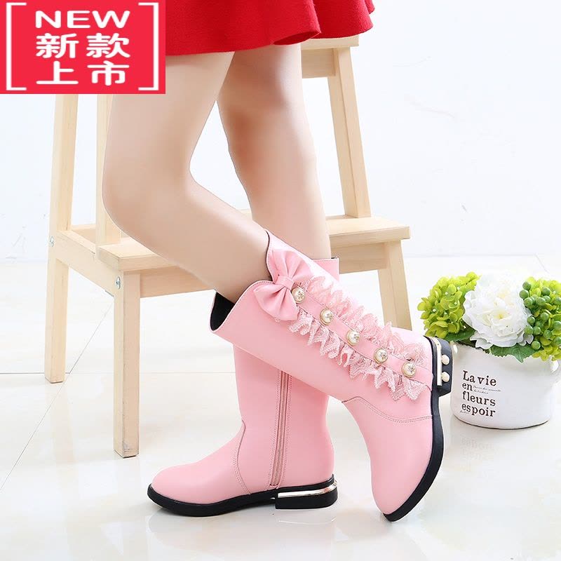 可莉允儿童鞋女童靴子冬季2022年新款公主长筒靴中大童小女孩加绒高筒靴图片