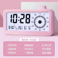 timess智能闹钟学生专用起床神器强力叫醒电子时钟时间管理计时器 少女粉【充电款】【3档背光/实时温度/超长续航】