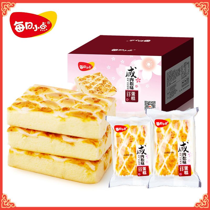 每日小点 咸肉松味蛋糕1000g箱装学生营养早餐糕点网红小吃休闲夜宵夜充饥零食面包早餐面包