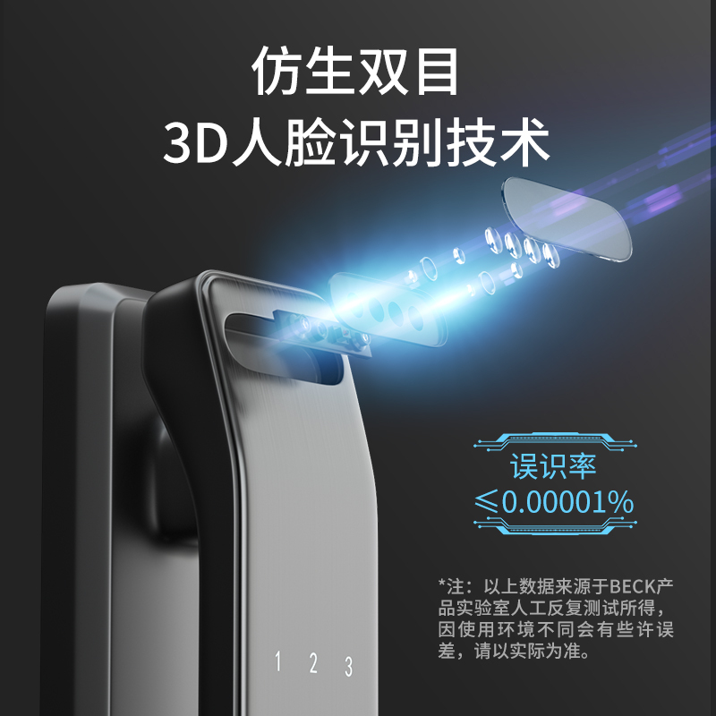 BECK博克3D人脸识别指纹锁智能门锁全自动猫眼密码电子家用防盗门V5P