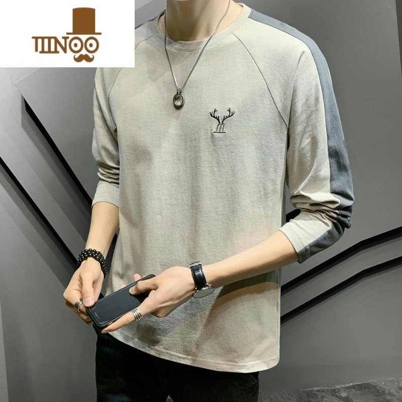 YANXU干活穿的衣服男薄款冰丝长袖t恤夏天户外防晒薄款上衣秋衣打底衫高清大图