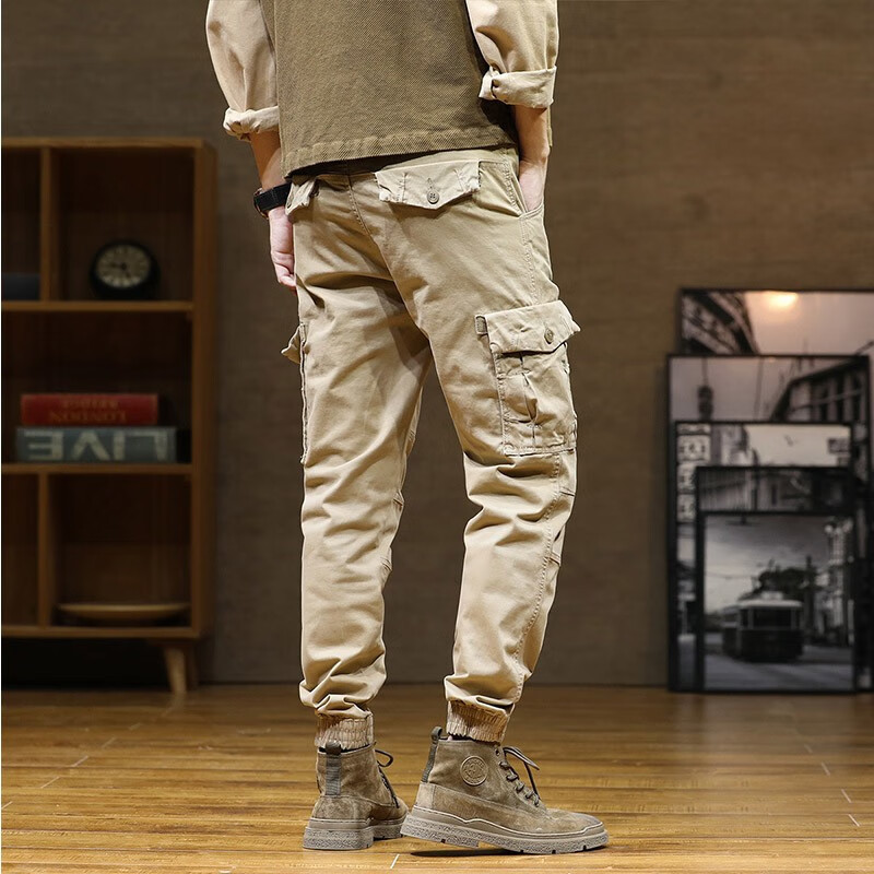 旗舰店品牌轻奢男装宽松棉质休闲裤男士春夏多口袋个性弹力美式工装裤