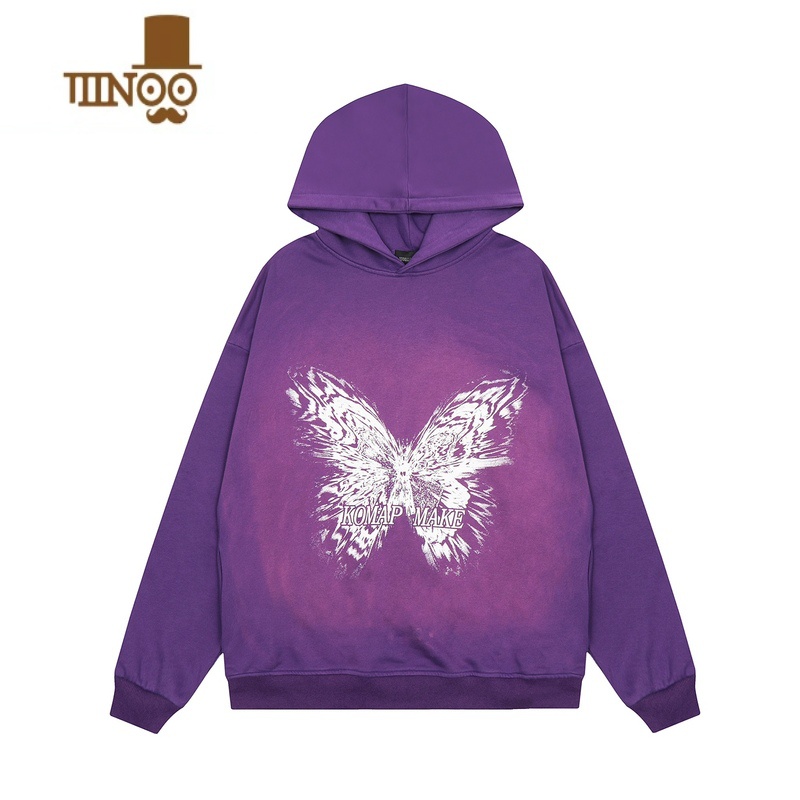 YANXUMz 美式复古做旧水洗晕染印花连帽卫衣男小众高街情侣帽衫潮秋季高清大图