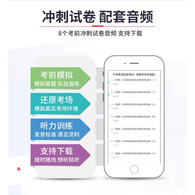 2021年12月大学英语四级考试备考资料模拟试卷考前冲刺四级考试cet4听力历年真题词汇书便携版单词本翻译2021四级英