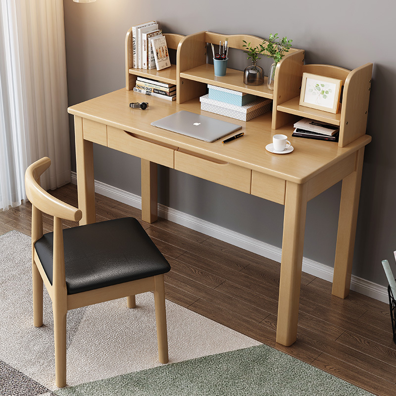 寻木匠北欧实木书桌书架组合简约家用写字桌子卧室学习桌电脑桌