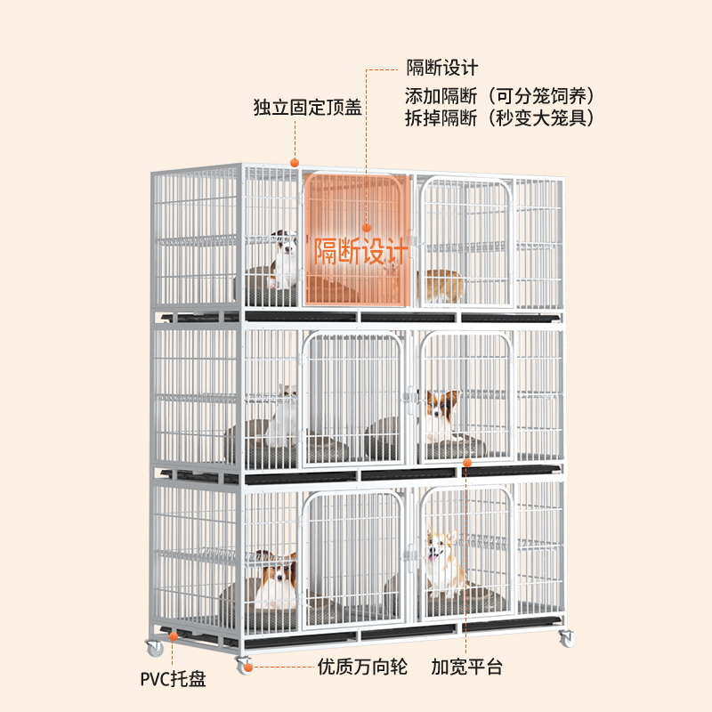 猫笼子三层繁殖笼繁育狗笼带隔断家用子母笼双层宠物店寄养鸽子笼高清大图