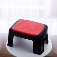 塑料凳子加厚防滑儿童凳家用熟胶方凳成人浴室小板凳换鞋凳矮凳 高16.5cm 小号黑色 1个装
