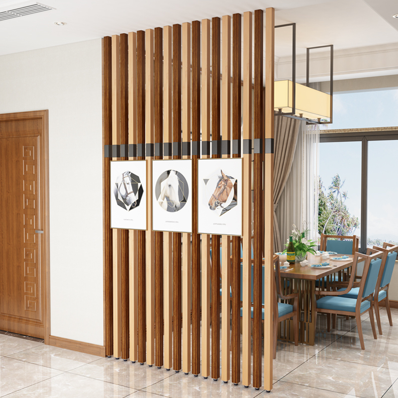 立柱隔断木北欧铁艺屏风办公室隔断竖条格栅客厅实木玄关隔断墙