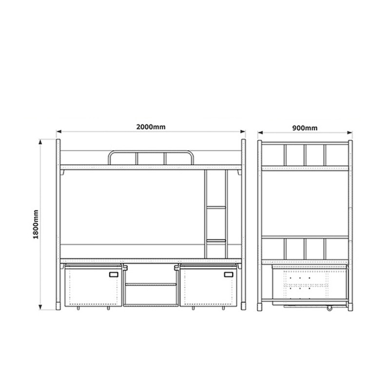 富振 钢制双层床加厚宿舍双人床铁上下铺双层铁艺床床下柜鞋架/含床下柜床板蚊帐杆
