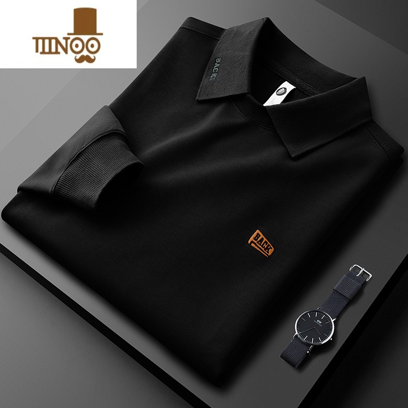 YANXU轻奢秋季薄款假衬衫领卫衣男长袖修身刺绣字母休闲白色上衣男高清大图