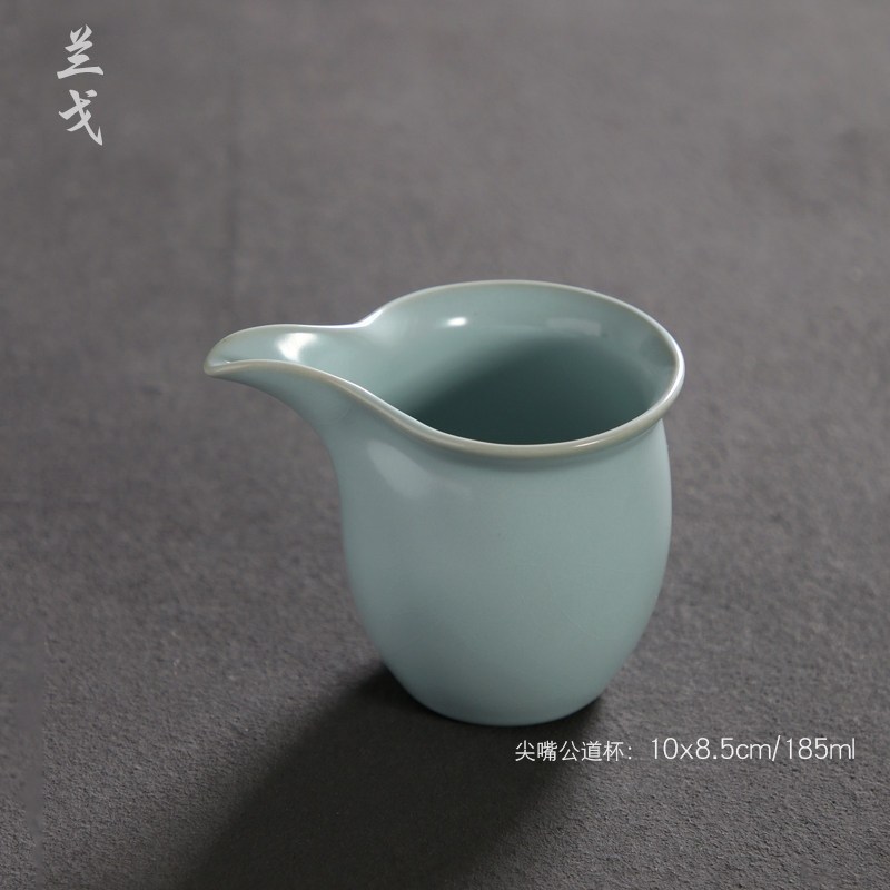 美帮汇汝窑天青公道杯功夫茶具汝瓷开片茶海茶道分茶杯茶器陶瓷公杯高清大图
