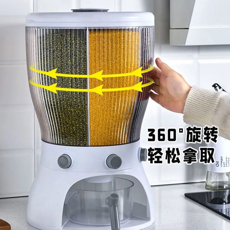 20斤墨绿欧美旋转米桶+送沥水量米杯 家用厨房收纳米桶多功能旋转防潮去湿防虫20斤大容量储米桶