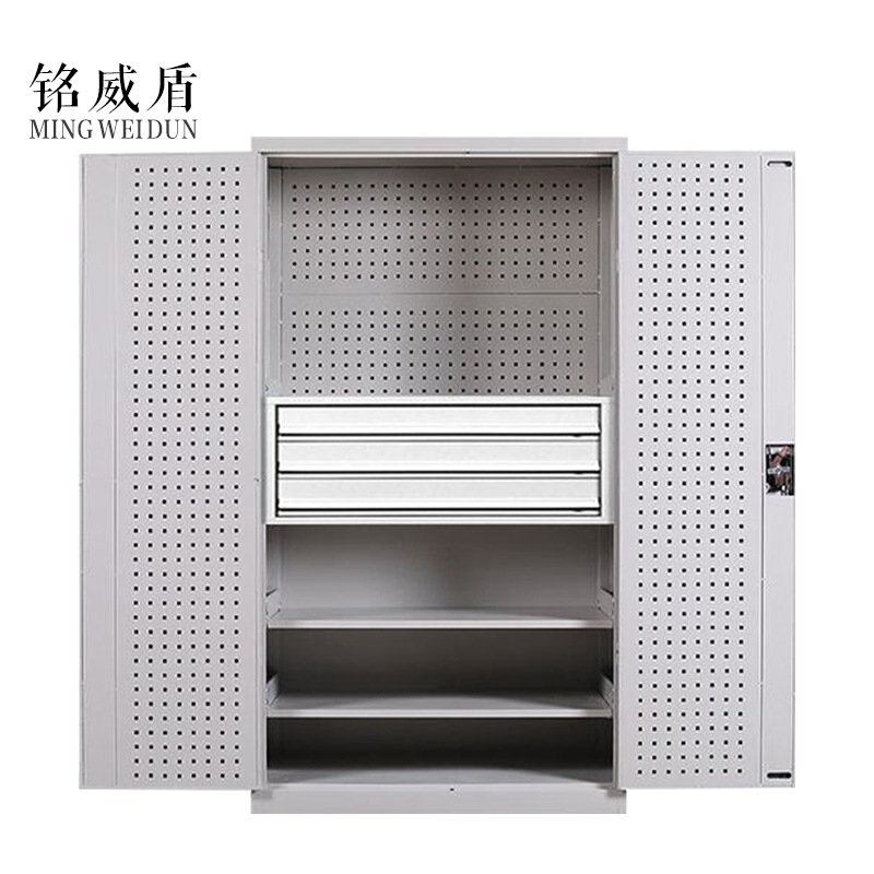 铭威盾工具柜加厚铁皮储物柜工厂车间用带抽屉汽修多功能收纳柜通门内三抽柜灰白色